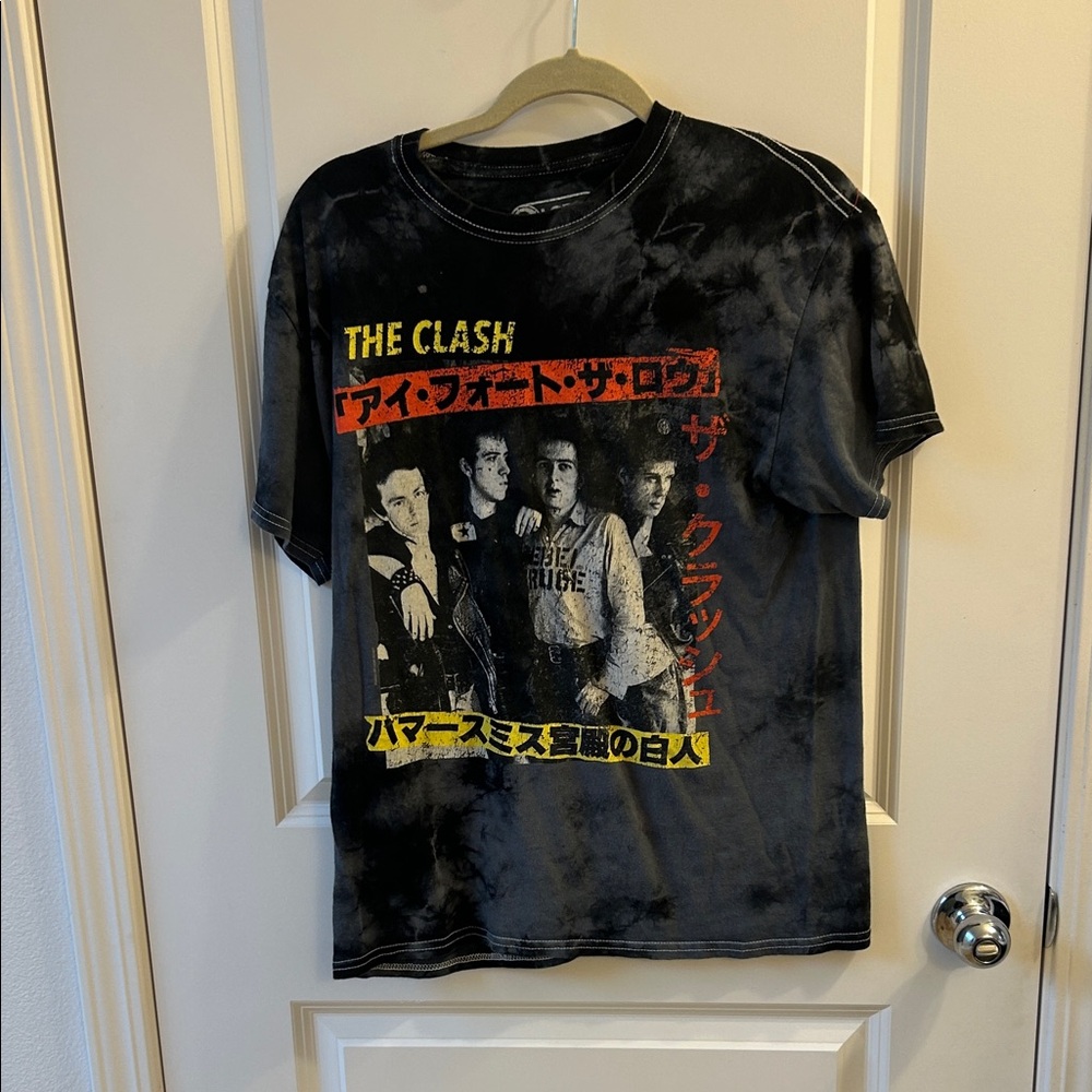 The Clash Japanese grey and black tye dyed shirt
